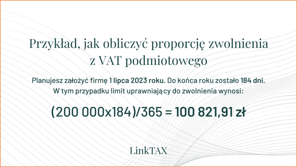 Przykład, jak obliczyć proporcje zwolnienia z VAT.
